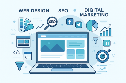 create me a photo describing a web design service with SEO and digital marketing in one